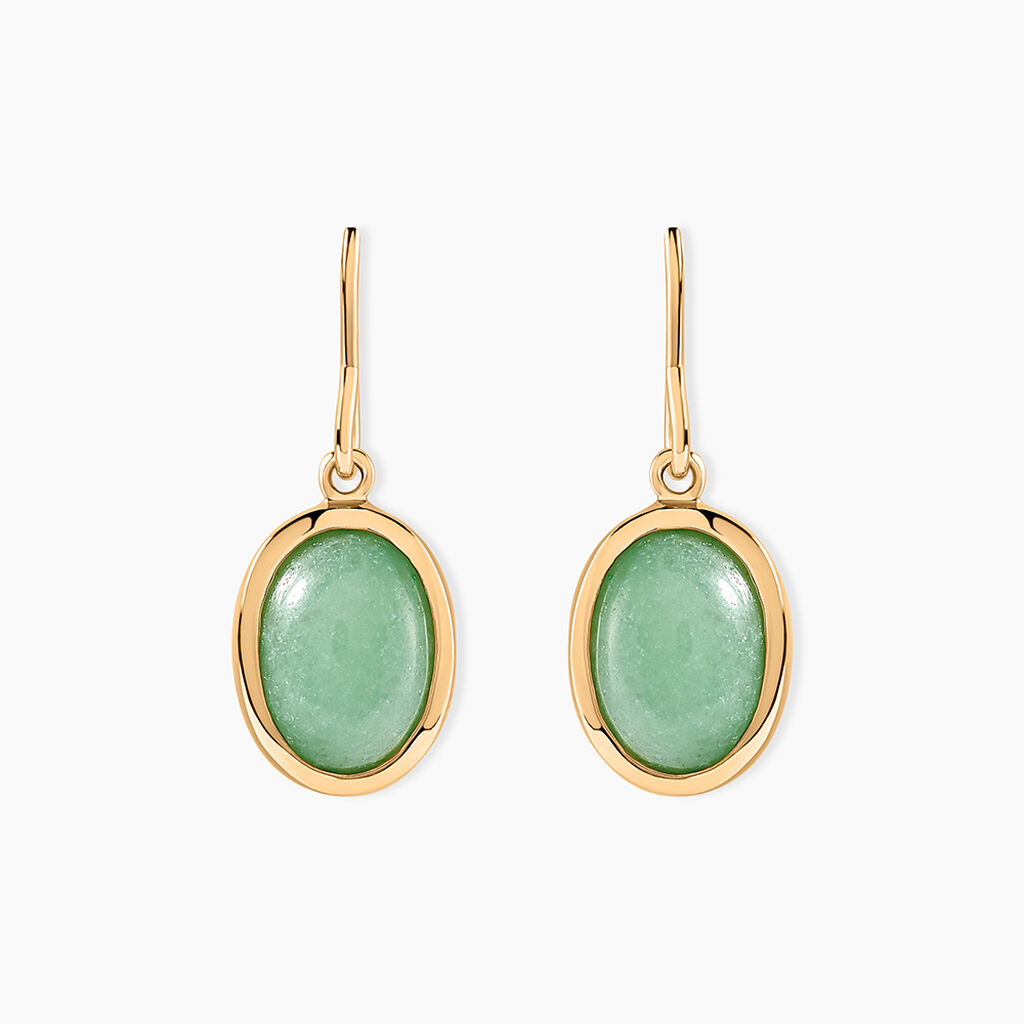 Boucles D'oreilles Pendantes Veina Plaqu&eacute; Or Jaune Aventurine - Pendantes Femme | Marc Orian