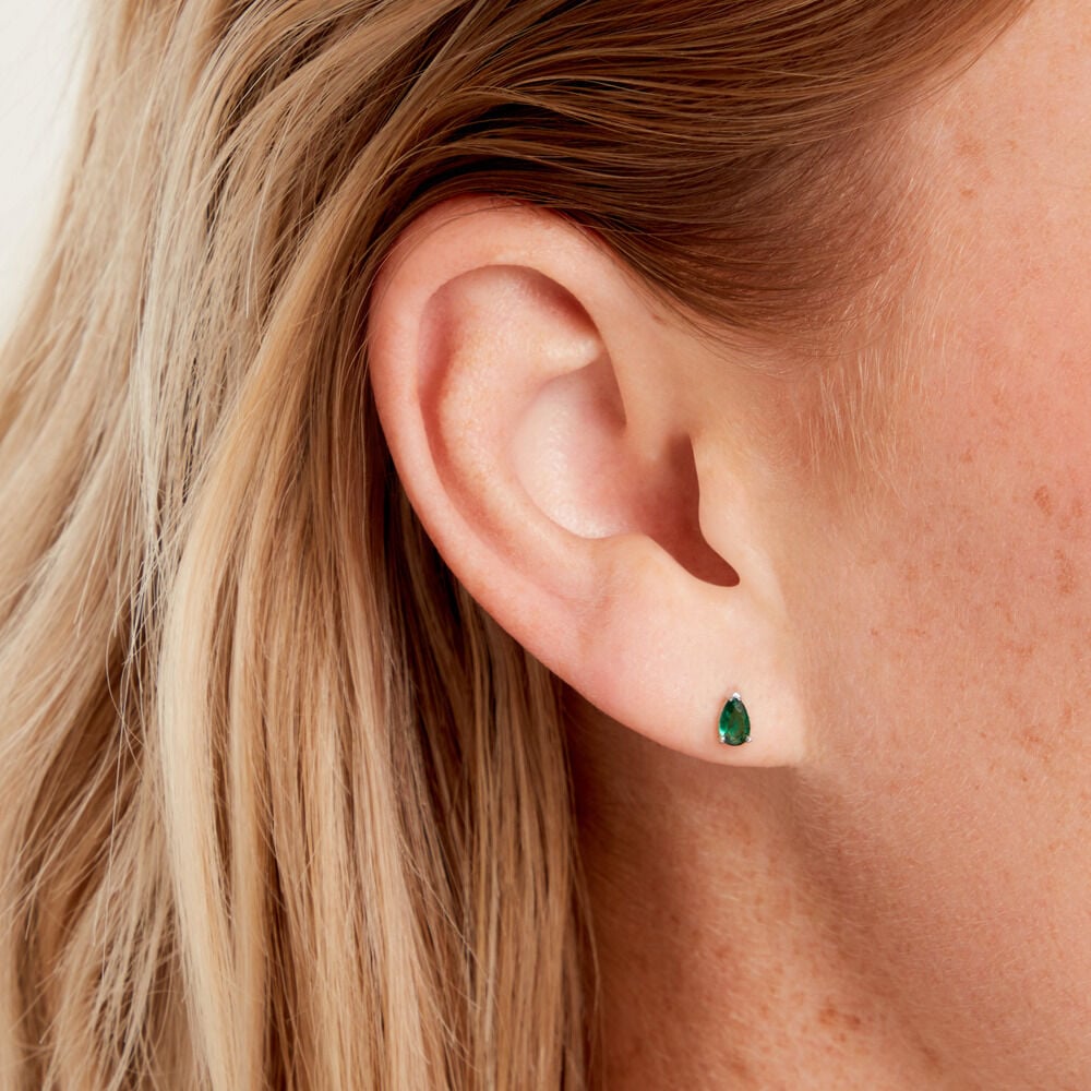 Boucles D'Oreilles Puces Ma&euml;llys Argent Blanc Oxyde De Zirconium - Puces Femme | Marc Orian
