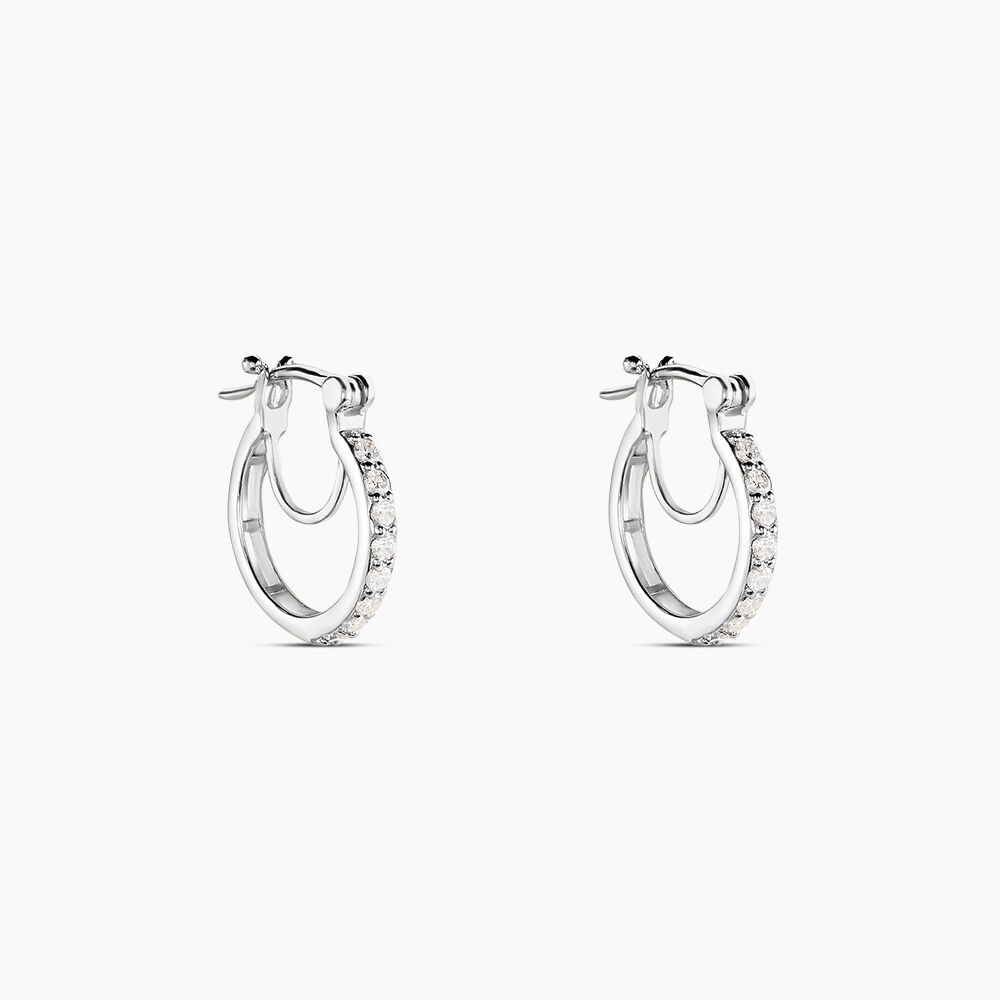 Créoles Pasha Argent Blanc Oxyde De Zirconium - Créoles Femme | Marc Orian