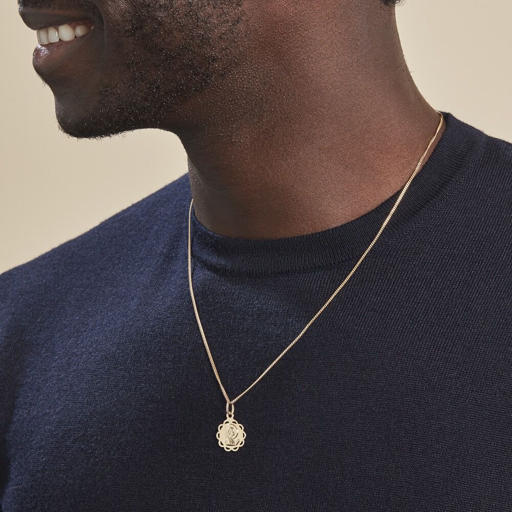 Pendentif Vierge Rond Dentelle Or Jaune - Médailles et médaillons Famille | Marc Orian