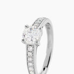 Bague Solitaire Accompagn&eacute; Aramis Or Blanc Diamant Synth&eacute;tique - Parures de mariage Femme | Marc Orian