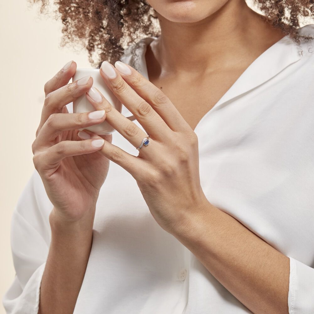 Bague Sagesse Or Blanc Saphir Et Diamant - Solitaires Femme | Marc Orian