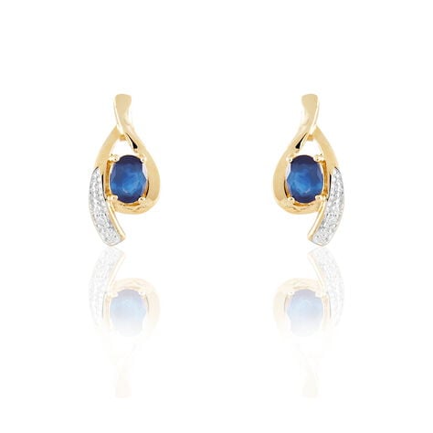 Boucles D'oreilles Puces Sagesse Or Jaune Saphir Et Diamant - Puces Femme | Marc Orian