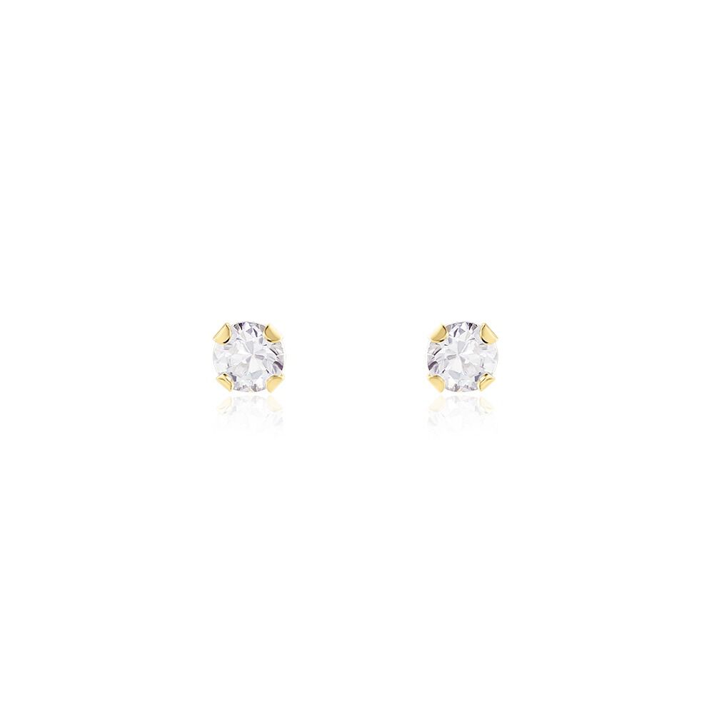 Boucles D'oreilles Puces Pepita Or Jaune Oxyde De Zirconium - Puces Famille | Marc Orian