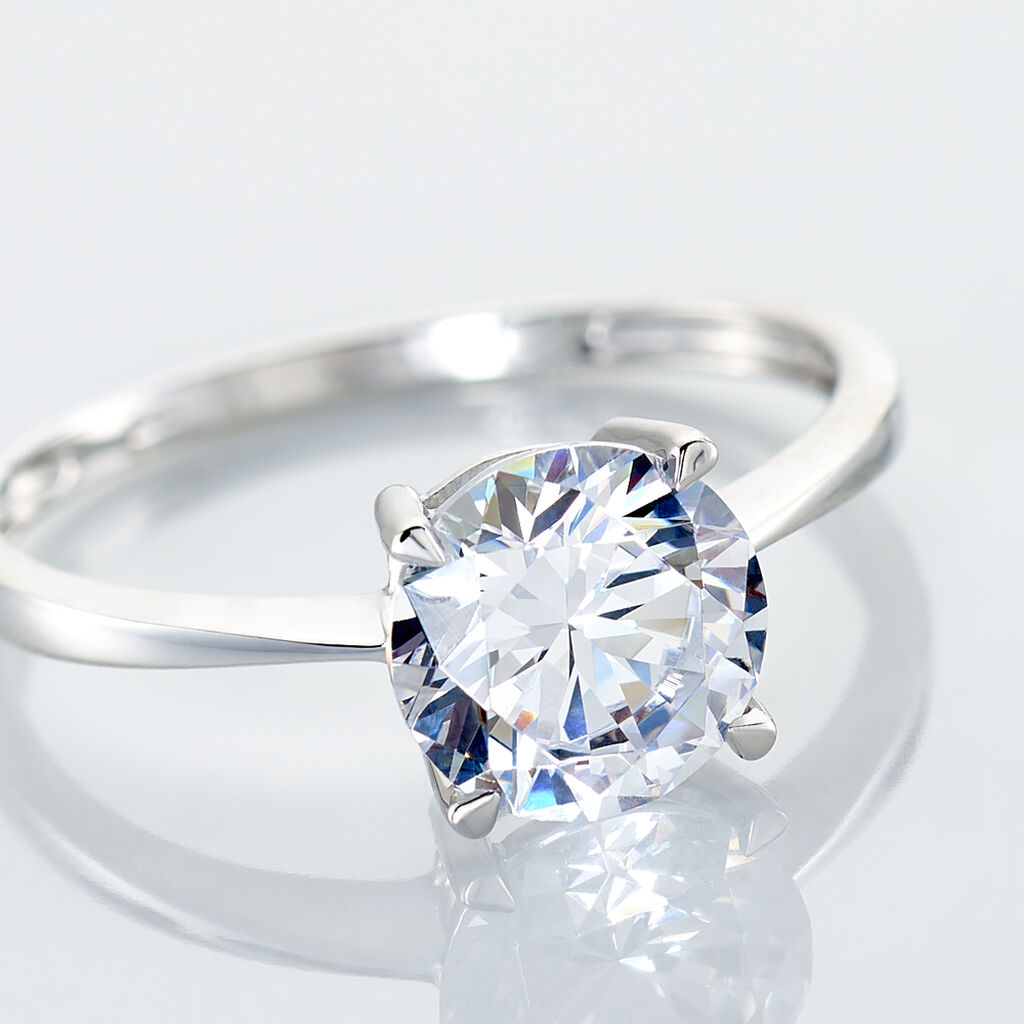 Bague Solitaire Abriel Or Blanc Oxyde De Zirconium - Bagues Solitaire Femme | Marc Orian