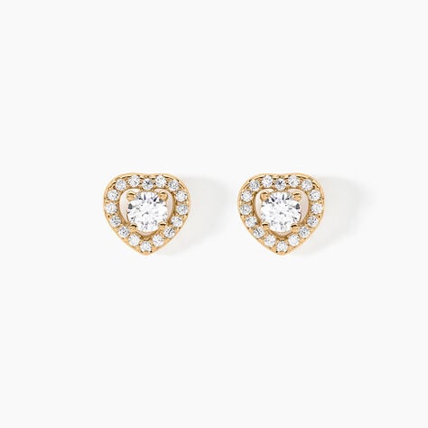 Boucles D'oreilles Puces Alais Plaqué Or Jaune Oxyde De Zirconium - Puces Femme | Marc Orian