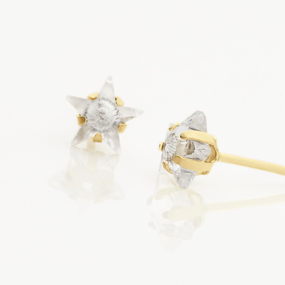 Boucles D'oreilles Puces Elais Etoile Or Jaune Oxyde De Zirconium - Puces Femme | Marc Orian