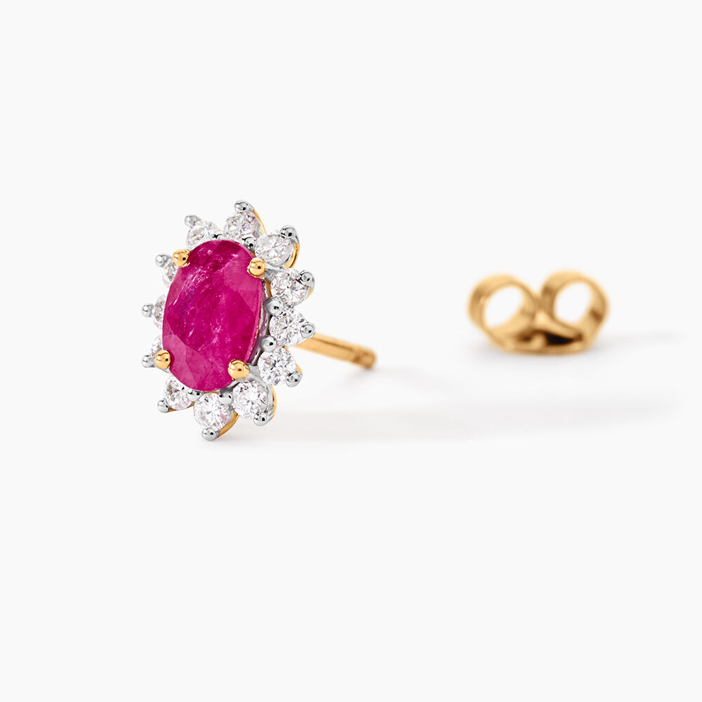 Boucles D'oreilles Or Jaune Rubis Diamants - Boucles d'oreilles mariage Femme | Marc Orian