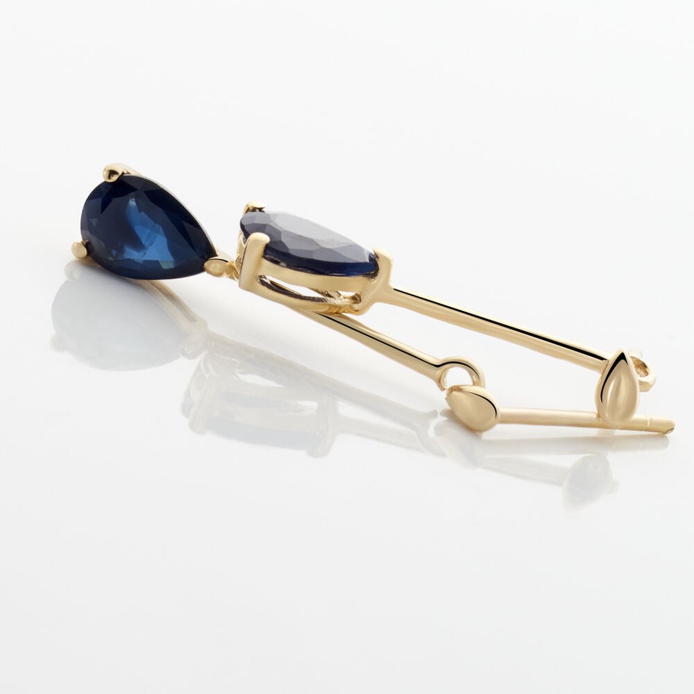 Boucles D'oreilles Pendantes Goutte Or Jaune Saphir - Pendantes Femme | Marc Orian