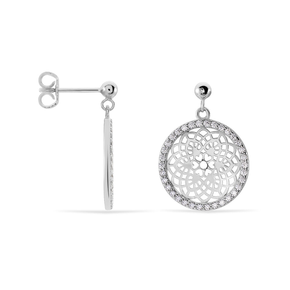 Boucles D'oreilles Pendantes Agnete Argent Blanc Oxyde De Zirconium - Pendantes Femme | Marc Orian