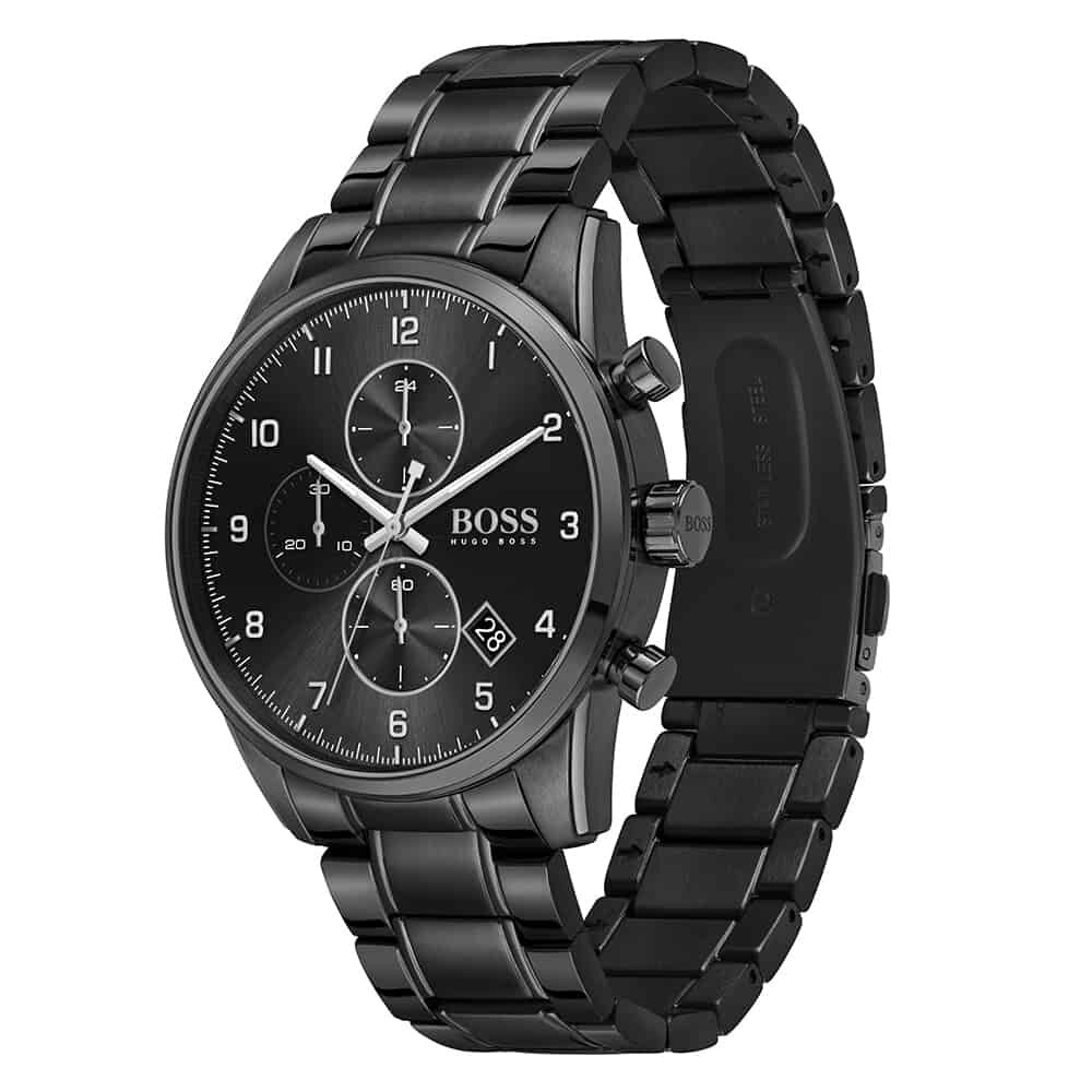 Montre noir bracelet acier clearance