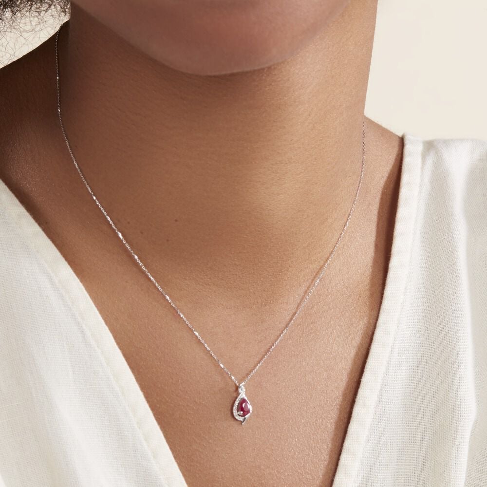Collier Angelika Or Blanc Rubis Et Diamant - Colliers avec pierres Femme | Marc Orian