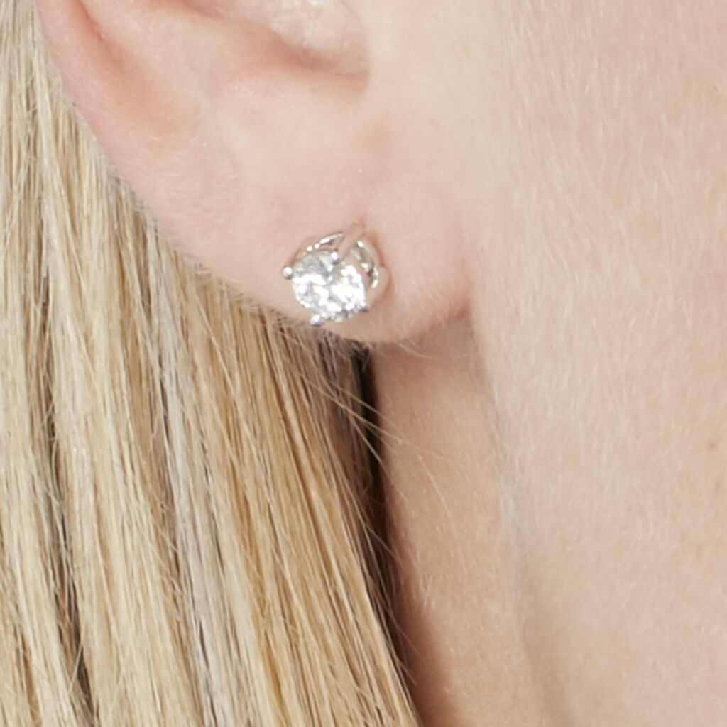 Boucles D'oreilles Puces 4 Griffes Or Blanc Diamant Synthetique - Clous d'oreilles Femme | Marc Orian