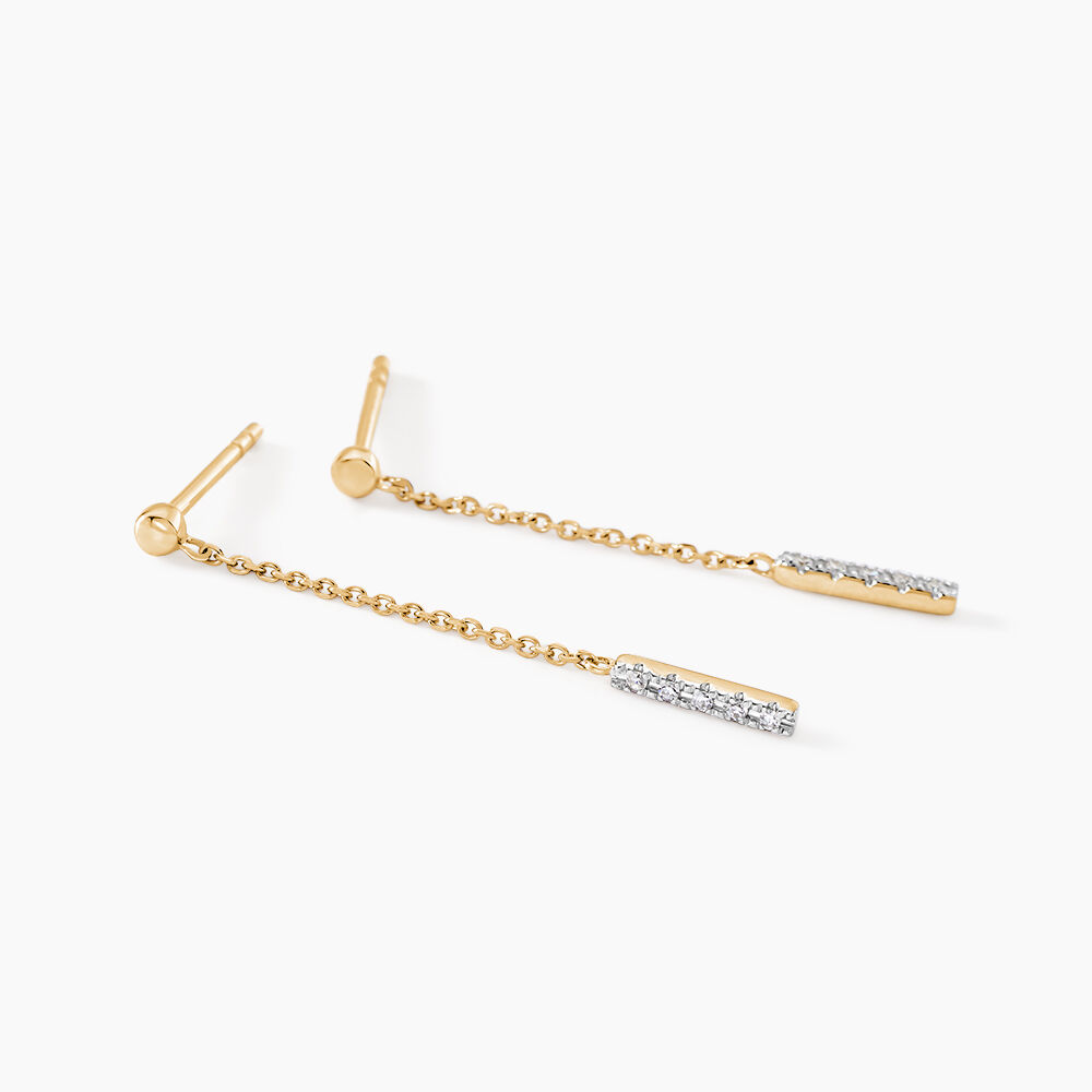 Boucles D'oreilles Pendantes Marjenka Or Jaune Diamant - Pendantes Femme | Marc Orian
