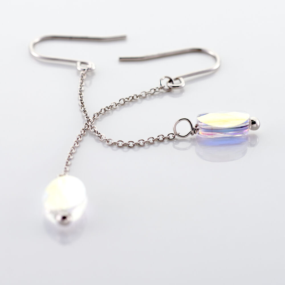 Boucles D'oreilles Pendantes Franz Argent Blanc Cristaux De Swarovski - Pendantes Femme | Marc Orian