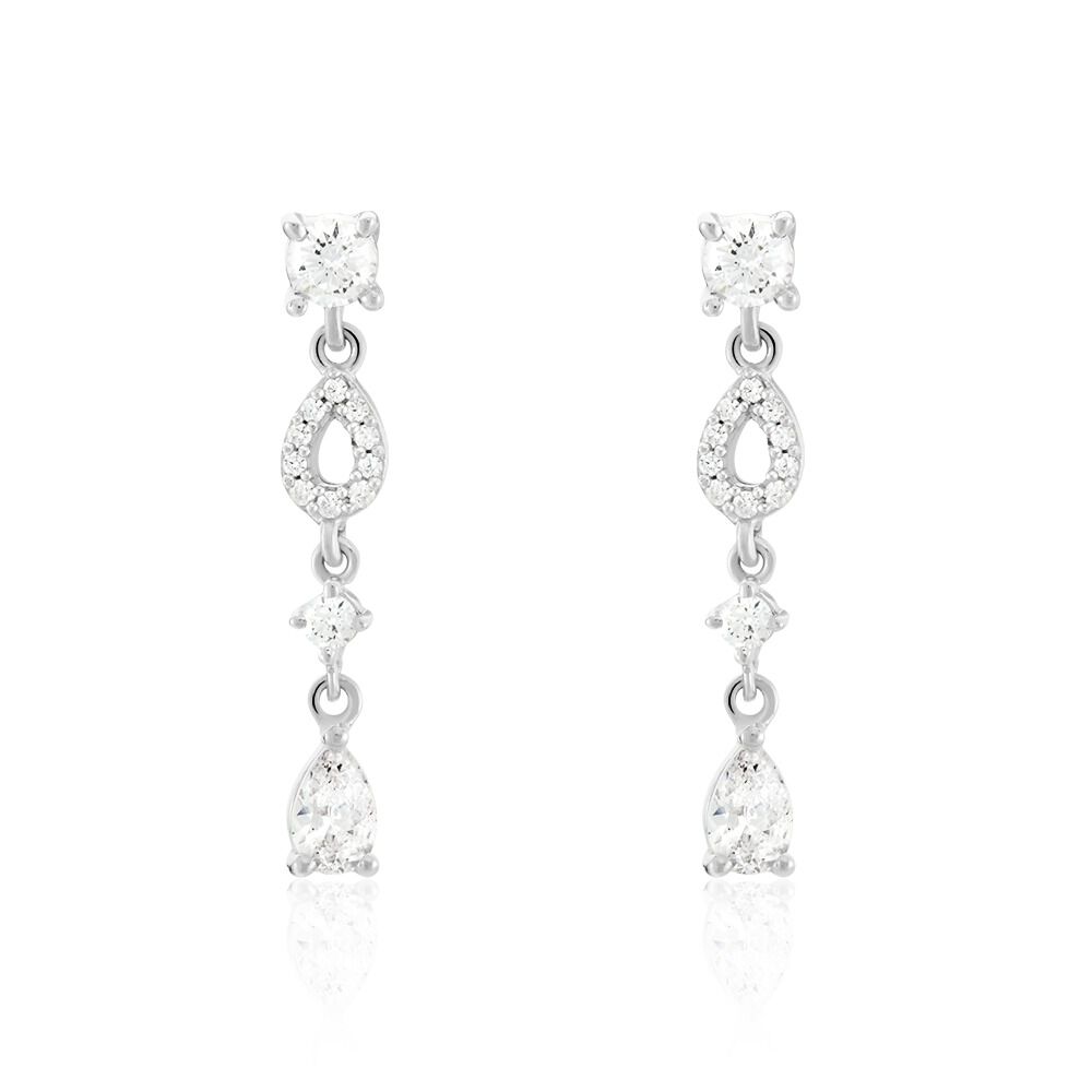 Boucles D'oreilles Pendantes Argent Blanc Benedito Oxydes De Zirconium - Pendantes Femme | Marc Orian