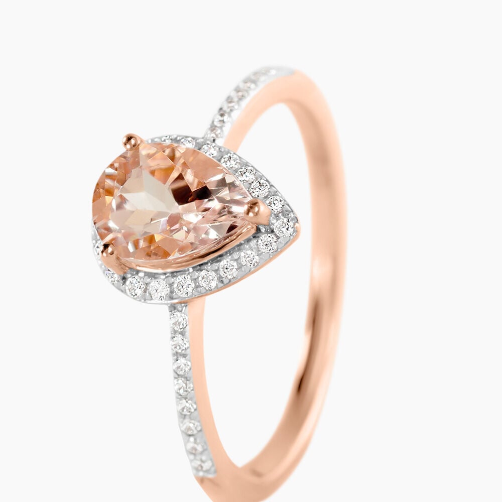 Bague Alice Or Rose Morganite Et Oxyde De Zirconium - Bagues pierres fines Femme | Marc Orian