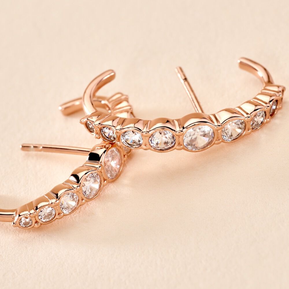 Boucles D'oreilles Liviu Argent Rose Oxyde De Zirconium - Créoles Femme | Marc Orian