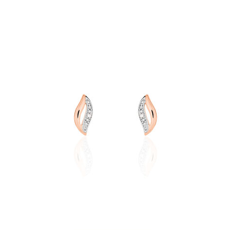Boucles D'oreilles Puces Smeralda Or Rose Diamant - Clous d'oreilles Femme | Marc Orian