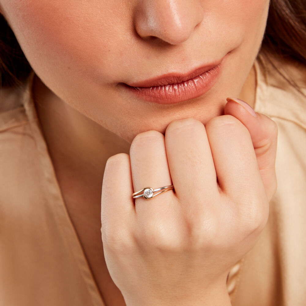 Bague Evora Or Jaune Oxyde De Zirconium - Solitaires Femme | Marc Orian