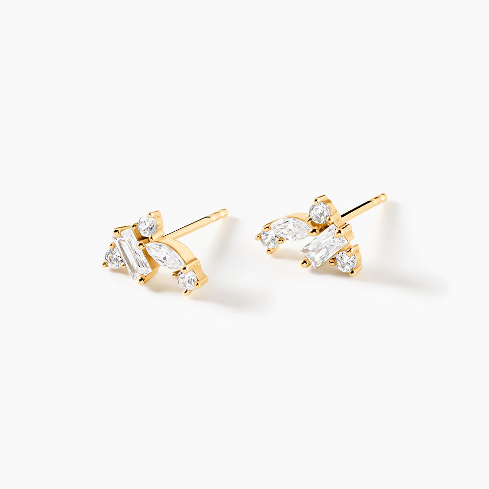 Boucles D'Oreilles Puces Astrea Or Jaune Oxyde De Zirconium - Puces Femme | Marc Orian