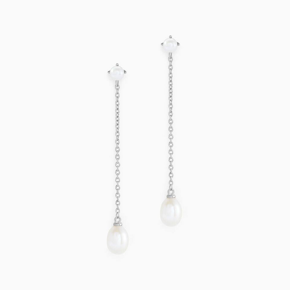 Boucles D'oreilles Pendantes Felisia Argent Blanc Perle De Culture - Pendantes Femme | Marc Orian