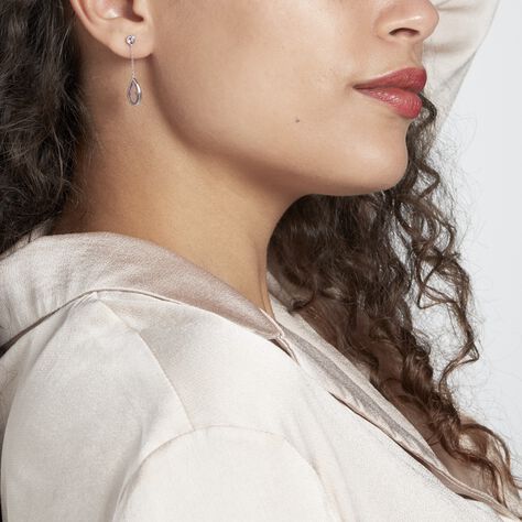 Boucles D'oreilles Pendantes Dennis Or Blanc Amethyste - Boucles d'oreilles Pendantes Femme | Marc Orian