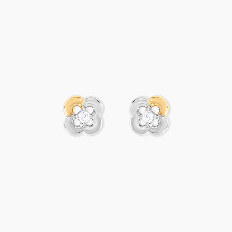 Boucles D'Oreilles Puces Or Jaune Argent Blanc Oxyde De Zirconium - Puces Femme | Marc Orian