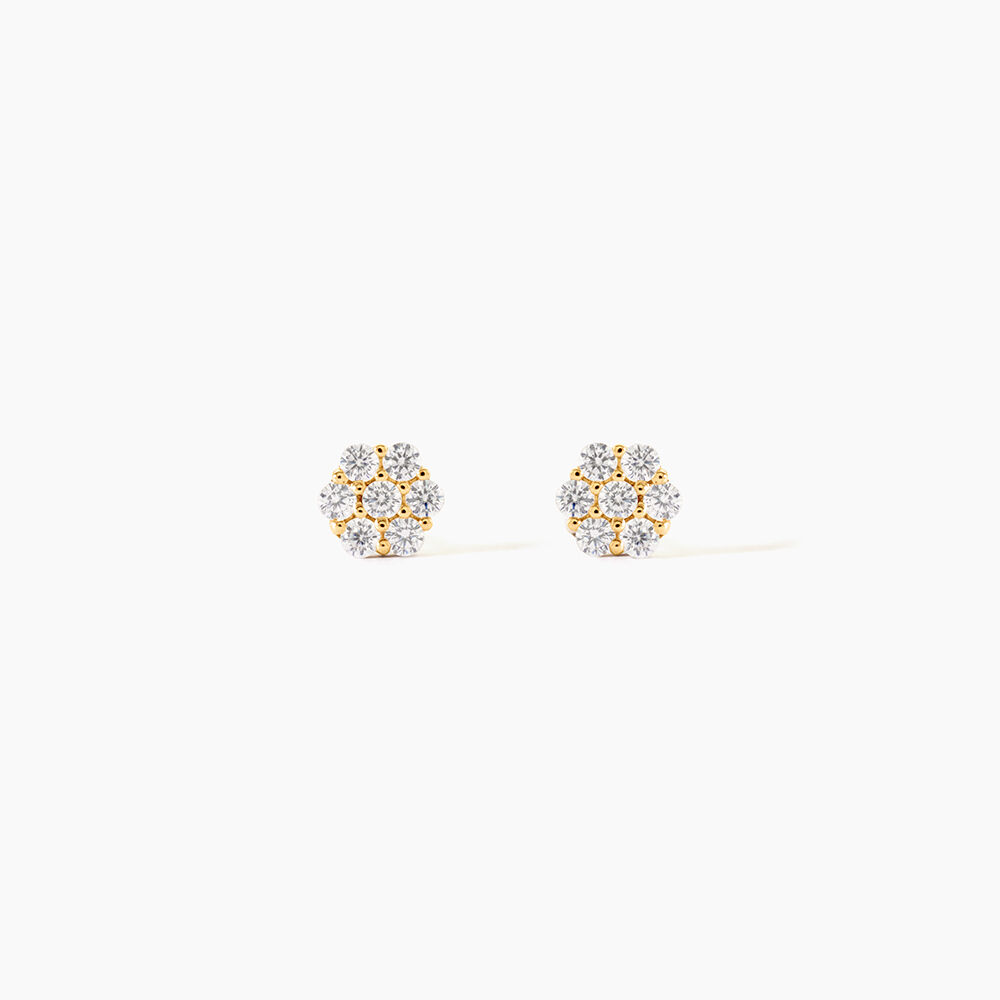 Boucles D'oreilles Puces Eleanor Fleur Or Jaune Oxyde De Zirconium - Puces Femme | Marc Orian