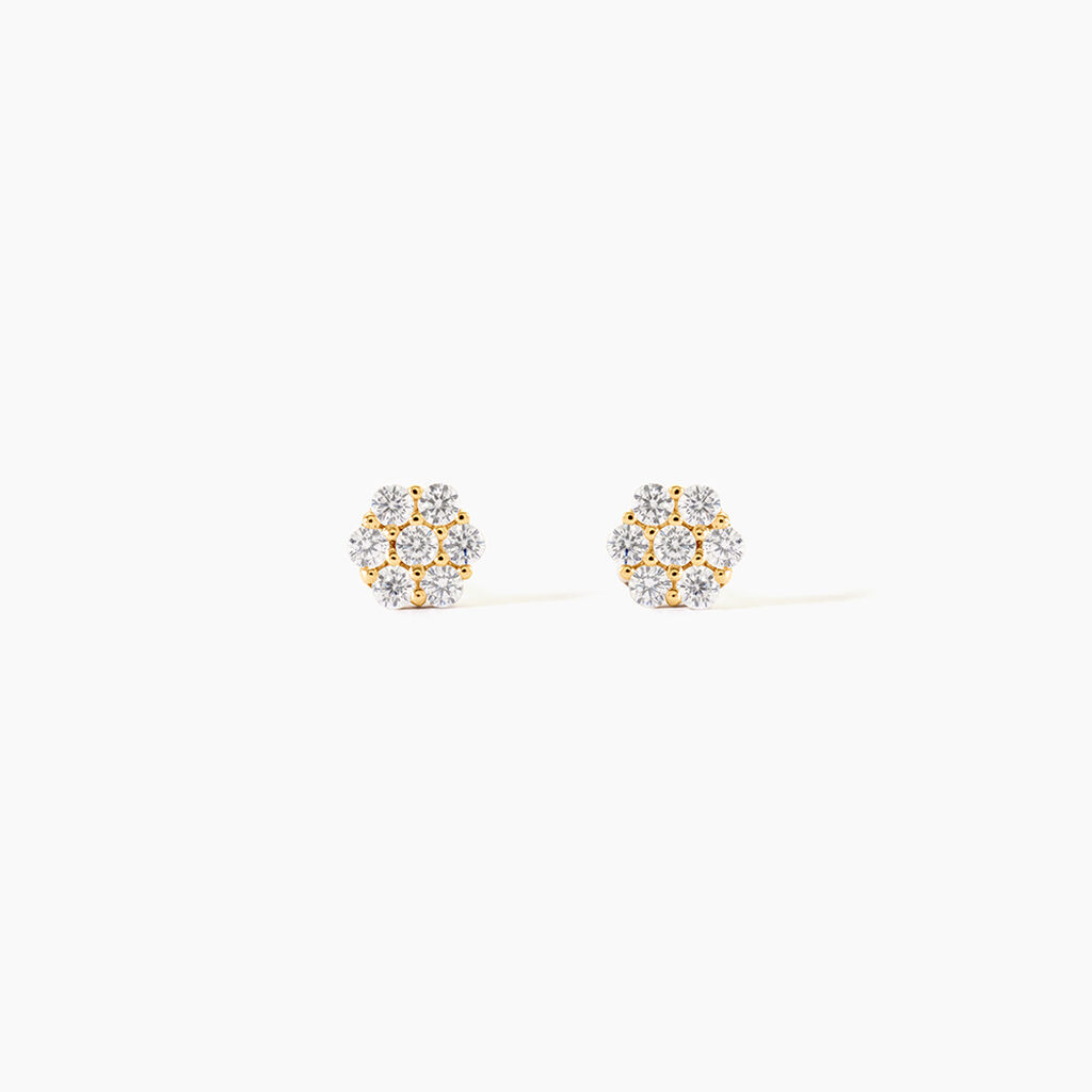 Boucles D'oreilles Puces Eleanor Fleur Or Jaune Oxyde De Zirconium - Puces Femme | Marc Orian