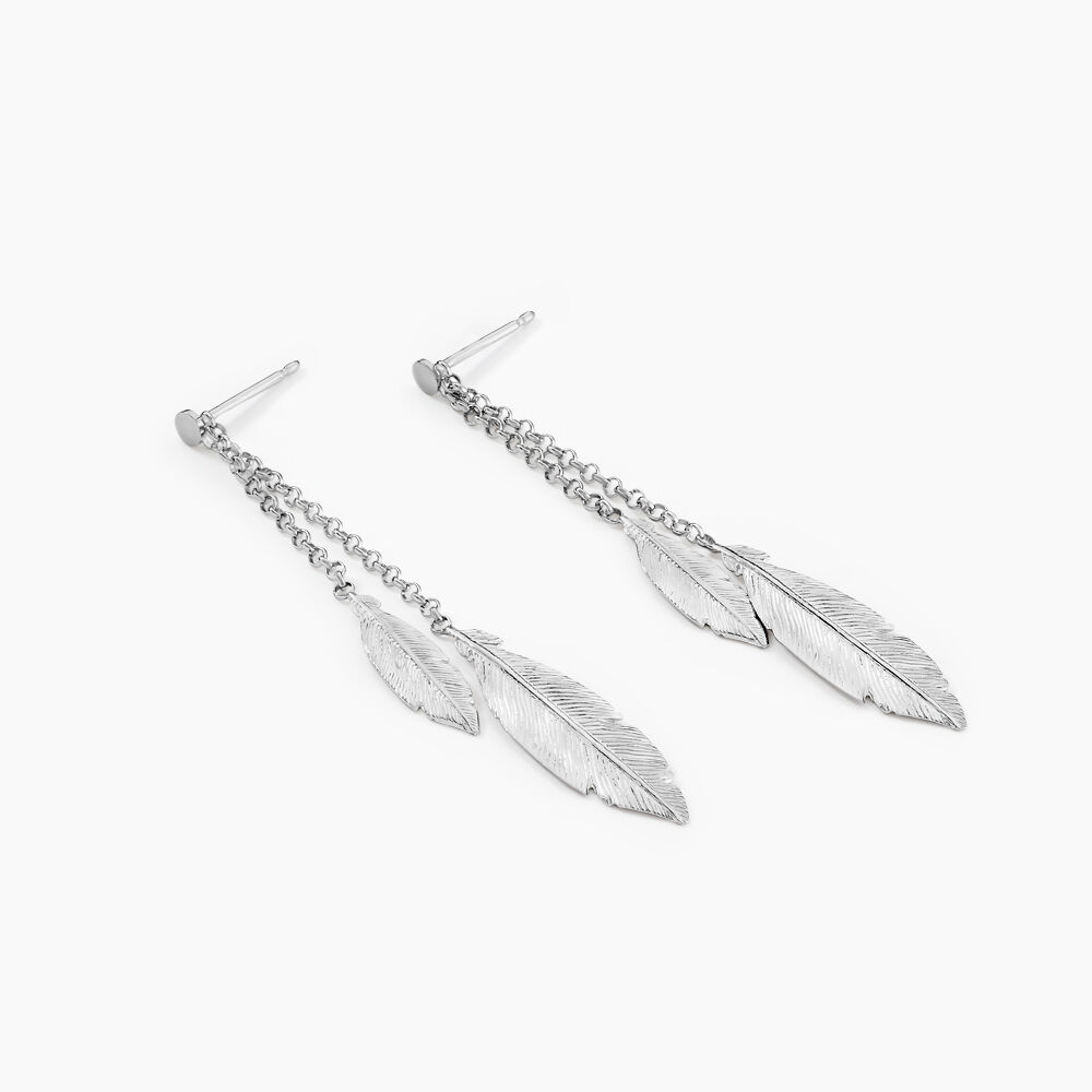 Boucles D'oreilles Pendantes Euriell Argent Blanc -  Femme | Marc Orian