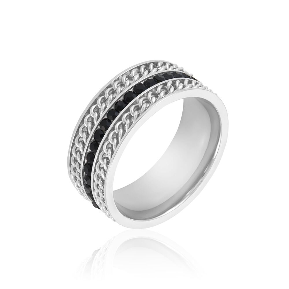 Bague Zavanna Acier Blanc Oxydes De Zirconium - Bagues avec pierre Homme | Marc Orian