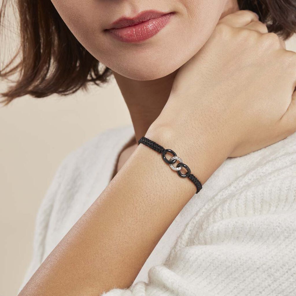 Bracelet Link Argent Blanc Oxyde De Zirconium Et Céramique - Bracelets cordons Femme | Marc Orian