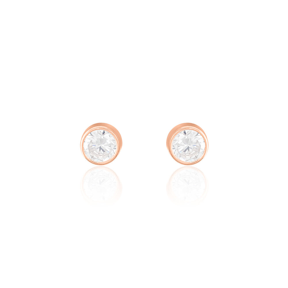 Boucles D'oreilles Puces Elda Serti Clos Or Rose Oxyde De Zirconium - Puces Femme | Marc Orian