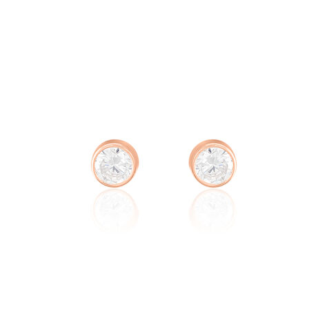 Boucles D'oreilles Puces Elda Serti Clos Or Rose Oxyde De Zirconium - Puces Femme | Marc Orian