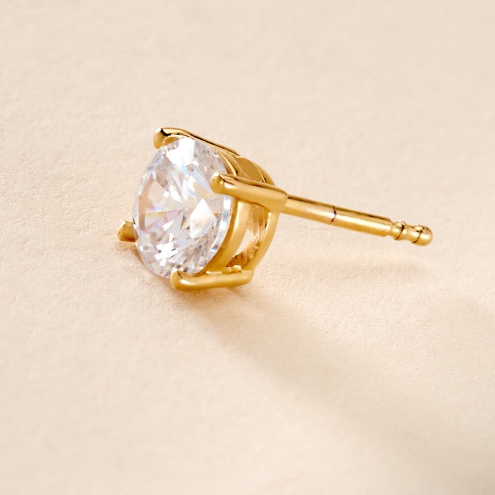 Boucle D'oreille Puce Unitaire Adam Plaqué Or Jaune Oxyde De Zirconium - Puces Homme | Marc Orian