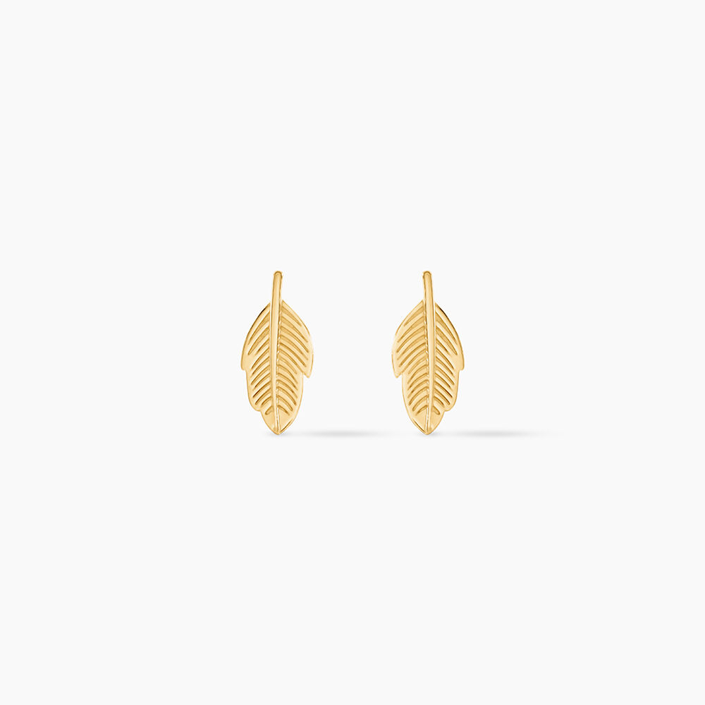 Boucles D'oreilles Puces Floria Feuilles Or Jaune - Puces Femme | Marc Orian