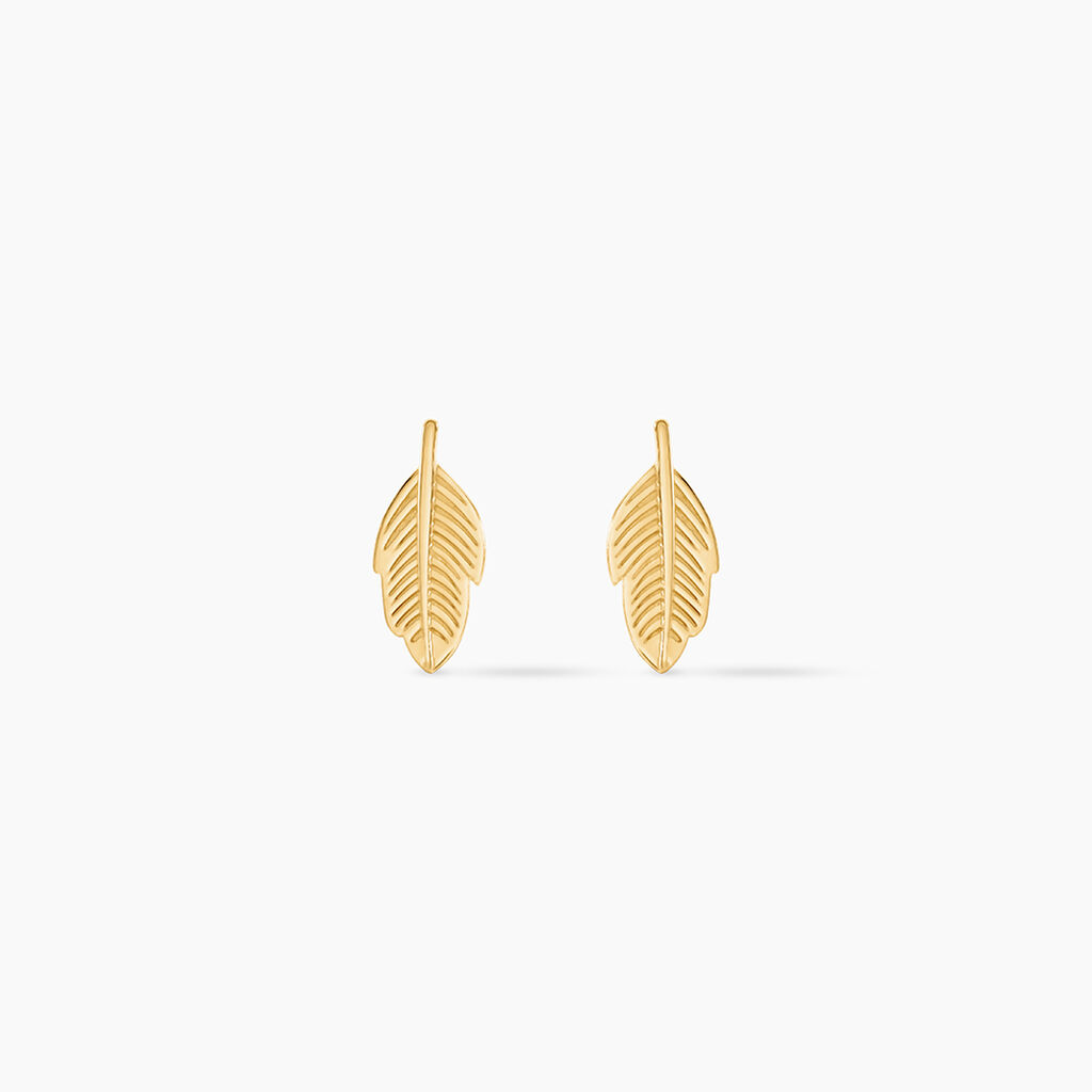 Boucles D'oreilles Puces Floria Feuilles Or Jaune - Puces Femme | Marc Orian