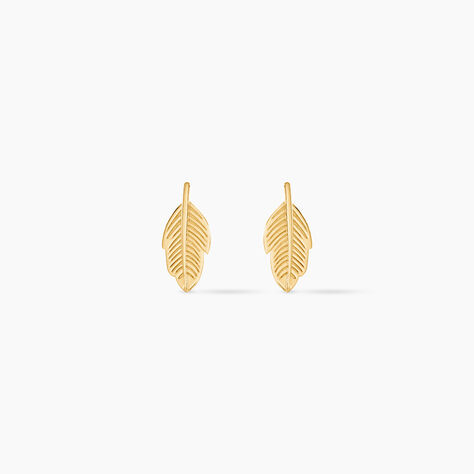 Boucles D'oreilles Puces Floria Feuilles Or Jaune - Puces Femme | Marc Orian