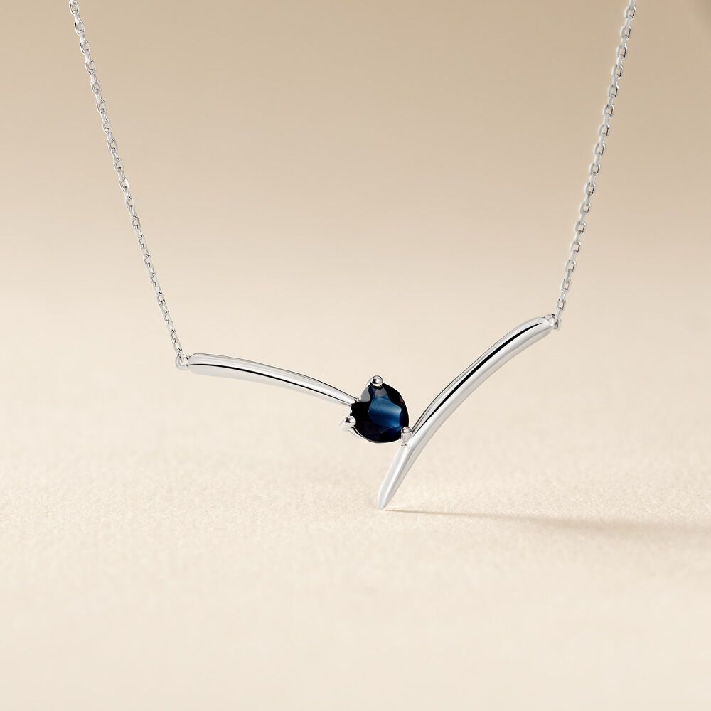 Collier Renaldine Or Blanc Saphir - Colliers avec pierres Femme | Marc Orian