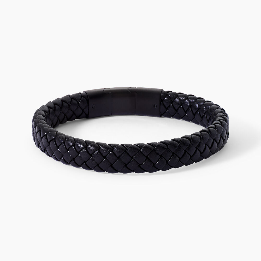 Bracelet Tommy Hilfiger Round Braided Cuir De Veau Noir - Bracelets cuir Homme | Marc Orian