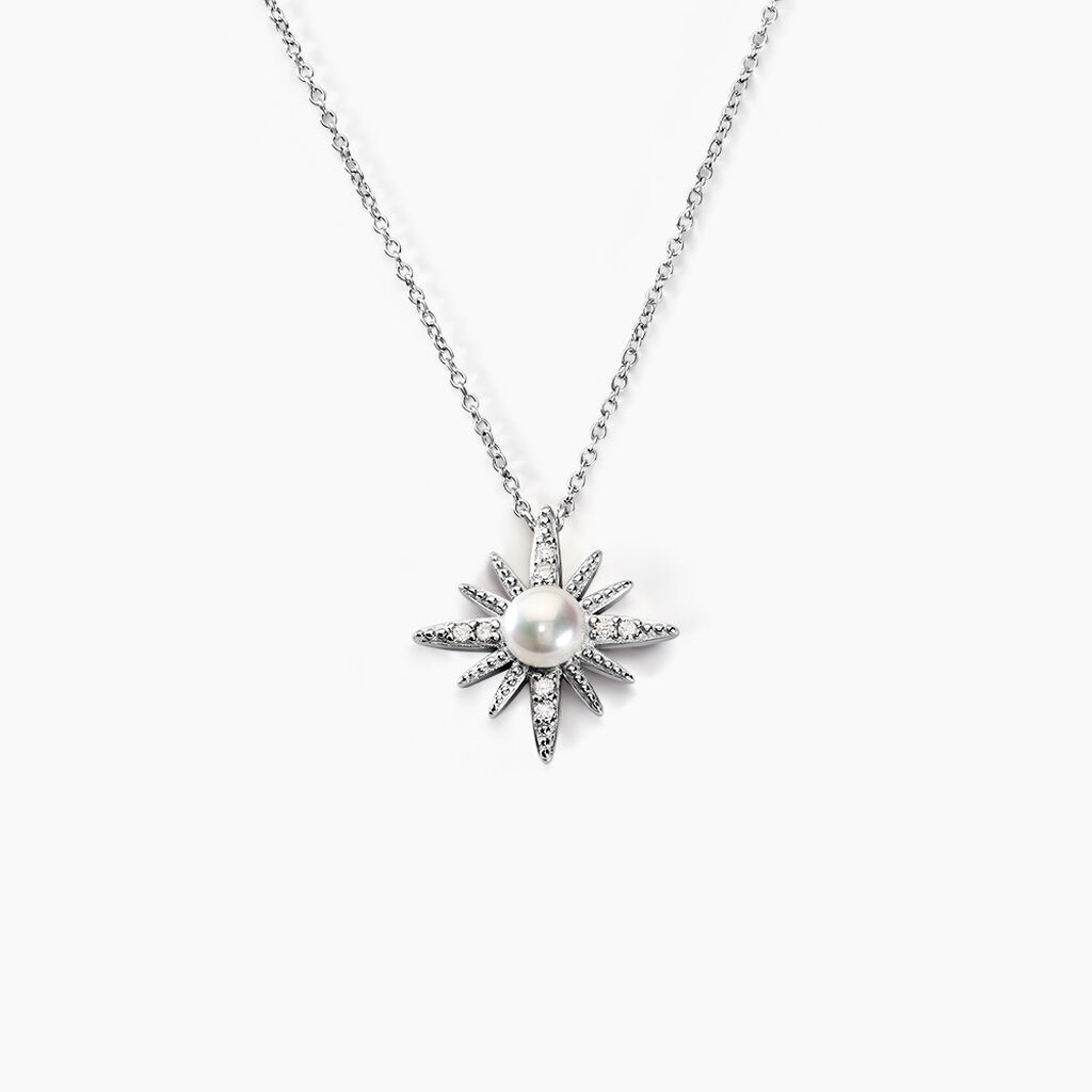 Collier Clementia Argent Blanc Perle De Culture Oxyde De Zirconium - Colliers avec pierres Femme | Marc Orian