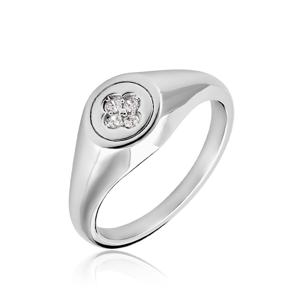 Chevalière Chesley Argent Blanc Oxyde De Zirconium - Chevalières Femme | Marc Orian