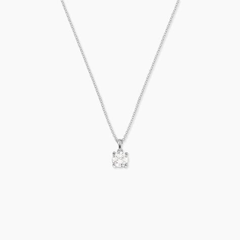 Collier Alexandra Or Blanc Diamant - Colliers solitaires Femme | Marc Orian