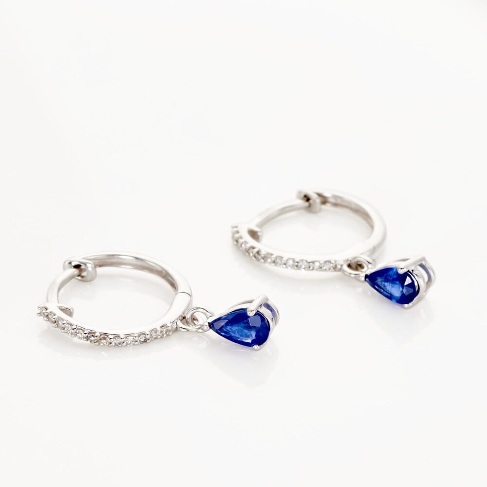 Créoles Or Blanc  Saphir Et Diamants -  Femme | Marc Orian