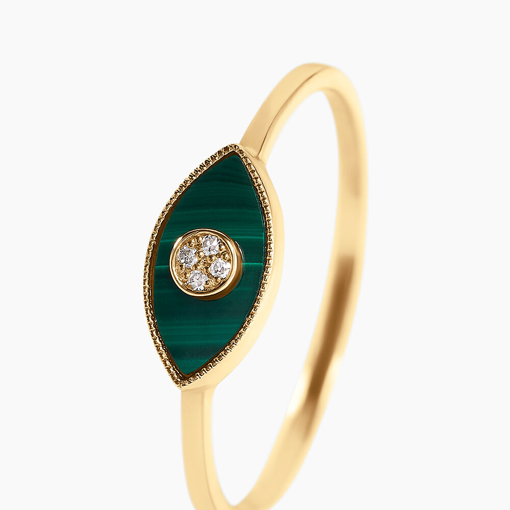 Bague Matiasma Or Jaune Malachite Diamant - Bagues avec pierre Femme | Marc Orian