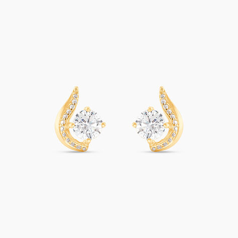 Boucles D'oreilles Puces Sevde Or Jaune Oxyde De Zirconium - Puces Femme | Marc Orian