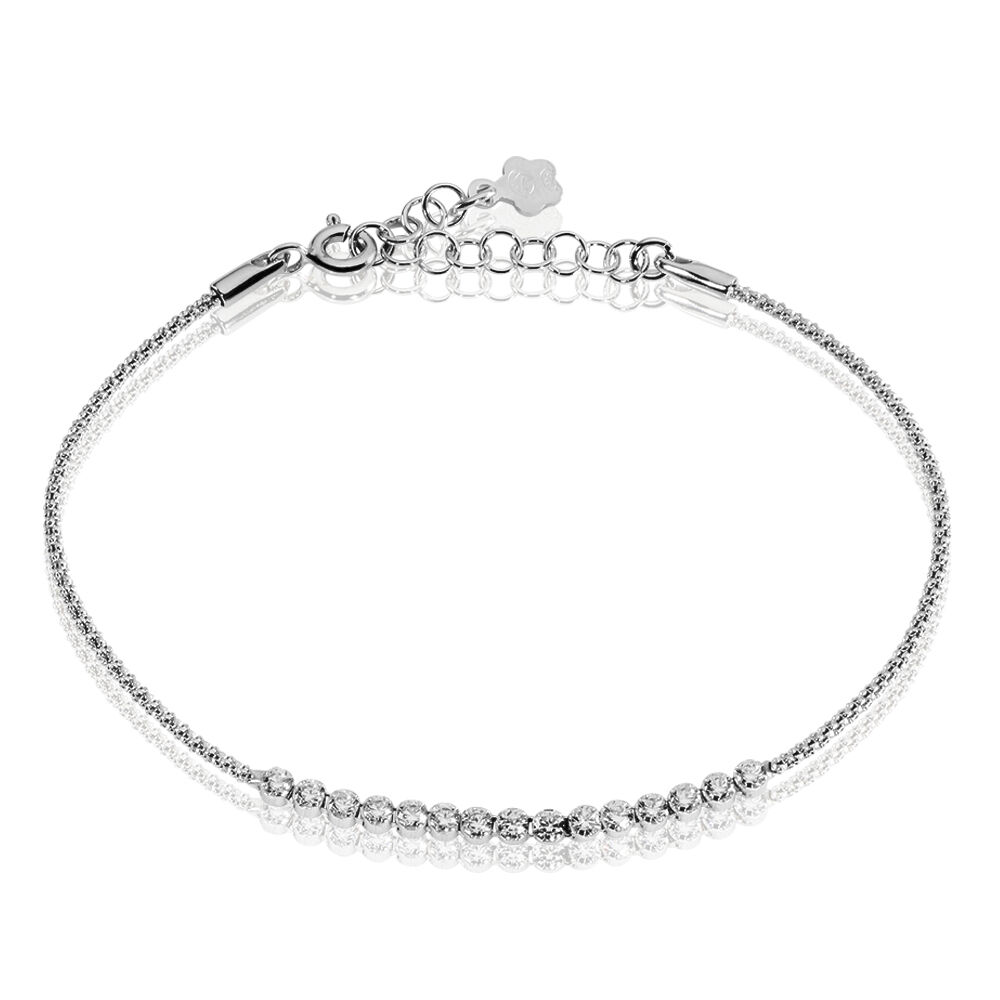Bracelet Sidney Argent Blanc Oxyde De Zirconium Et Olivine - Bracelets chaînes Femme | Marc Orian
