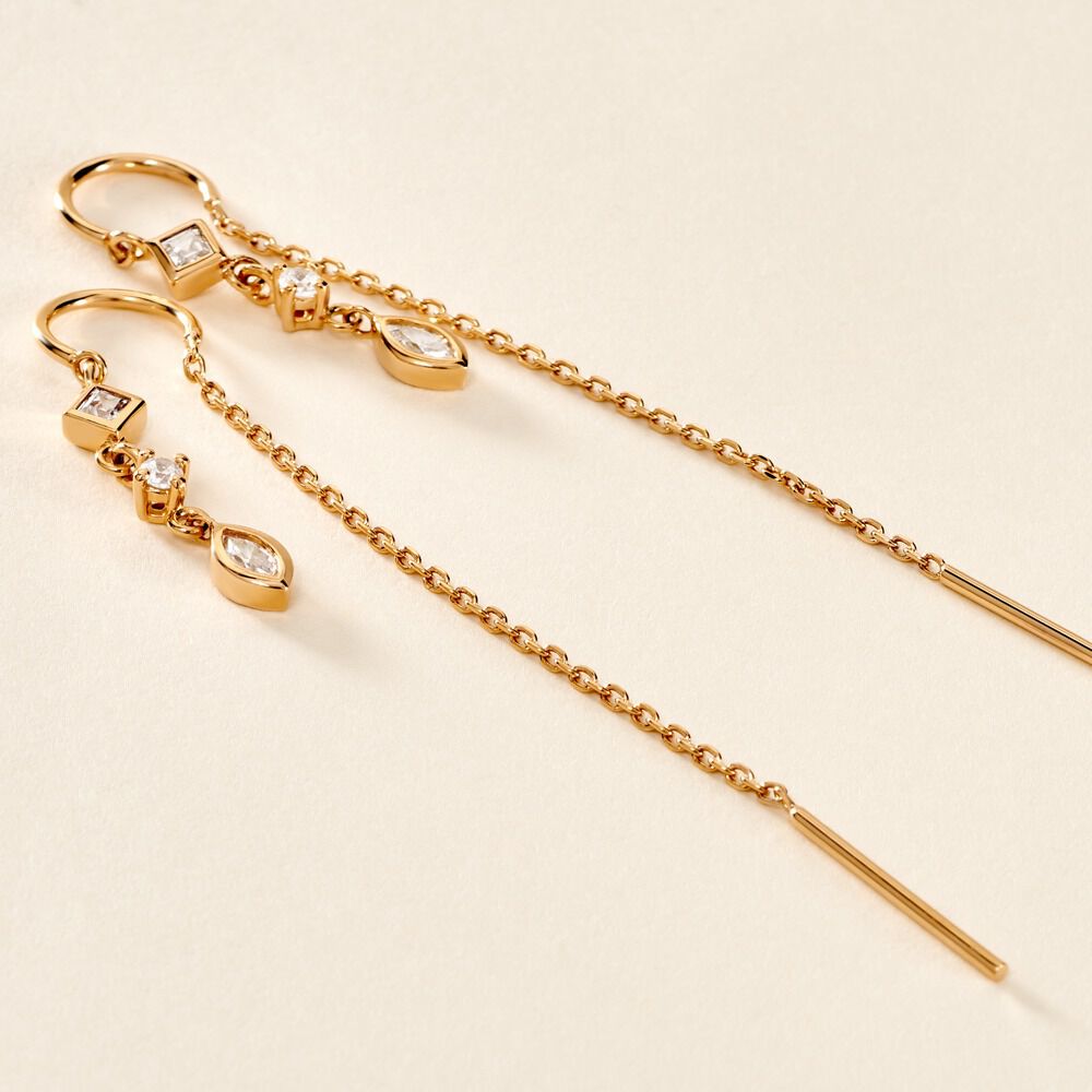 Boucles D'oreilles Pendantes Akonia Plaqué Or Jaune Oxyde De Zirconium - Pendantes Femme | Marc Orian