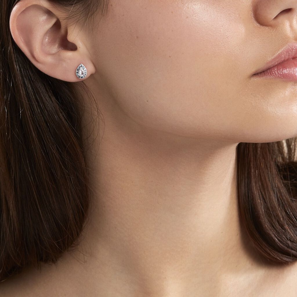 Boucles D'oreilles Puces Argent Blanc Tania Oxydes De Zirconium - Clous d'oreilles Femme | Marc Orian